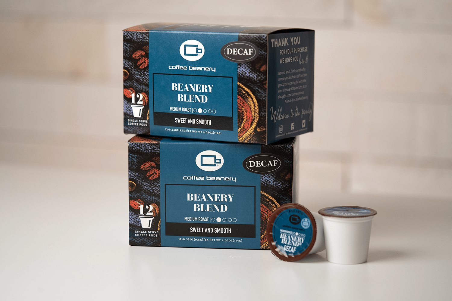 Image of Decaf Beanery Blend Coffee Pods.