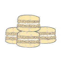 Illustration of stacked macarons on a white background
