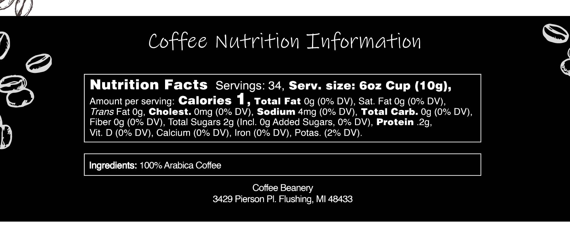 Coffee Nutrition Information
