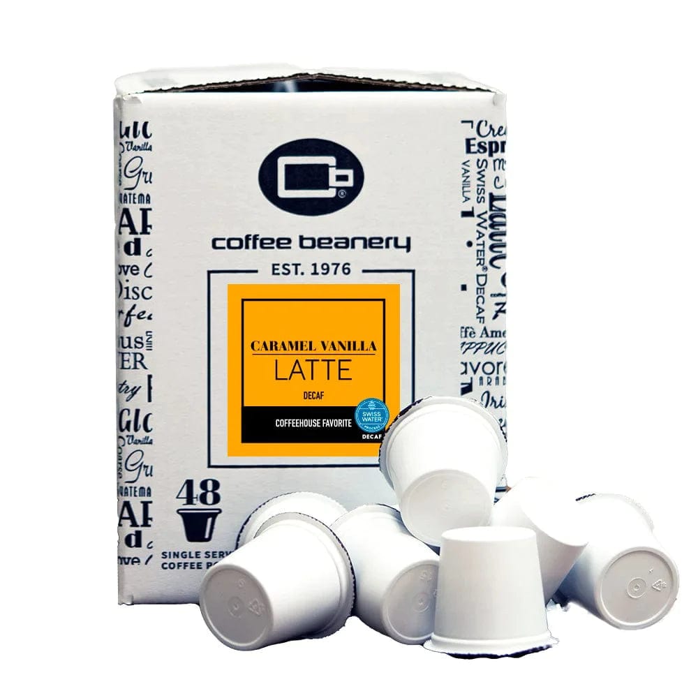 Coffee Beanery Decaf Coffee Pods Decaf / 48ct Bulk Pods Caramel Vanilla Latte Flavored Decaf Coffee Pods