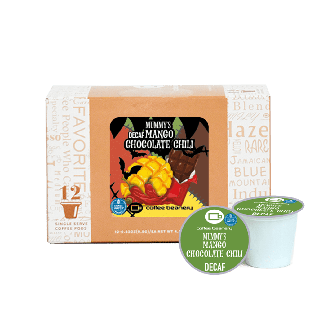 Coffee Beanery Exclusive 12ct Pods / Decaf / Automatic Drip Mummy's Mango Chocolate Chili Flavored Coffee | October 2025