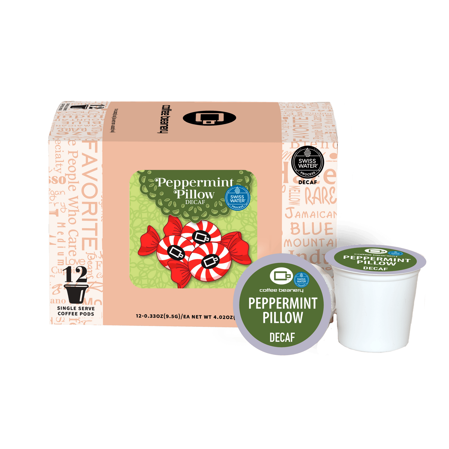 Coffee Beanery Exclusive 12ct Pods / Decaf / Automatic Drip Peppermint Pillow Flavored Coffee | August 2026