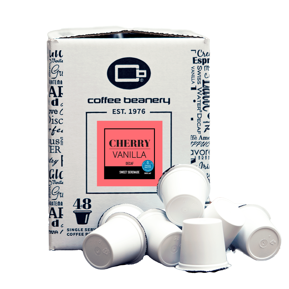 Coffee Beanery Flavored Coffee Cherry Vanilla Flavored Decaf Coffee Pods