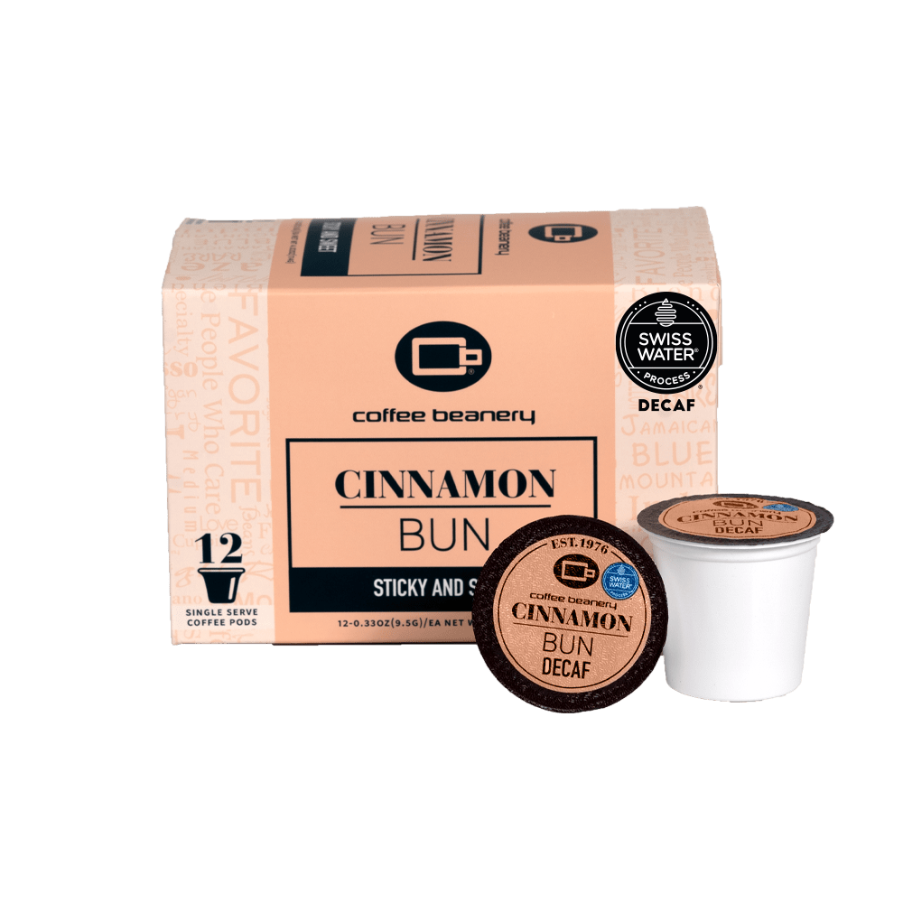 Coffee Beanery Flavored Coffee Decaf / 12ct Pods Cinnamon Bun Flavored Coffee Pods