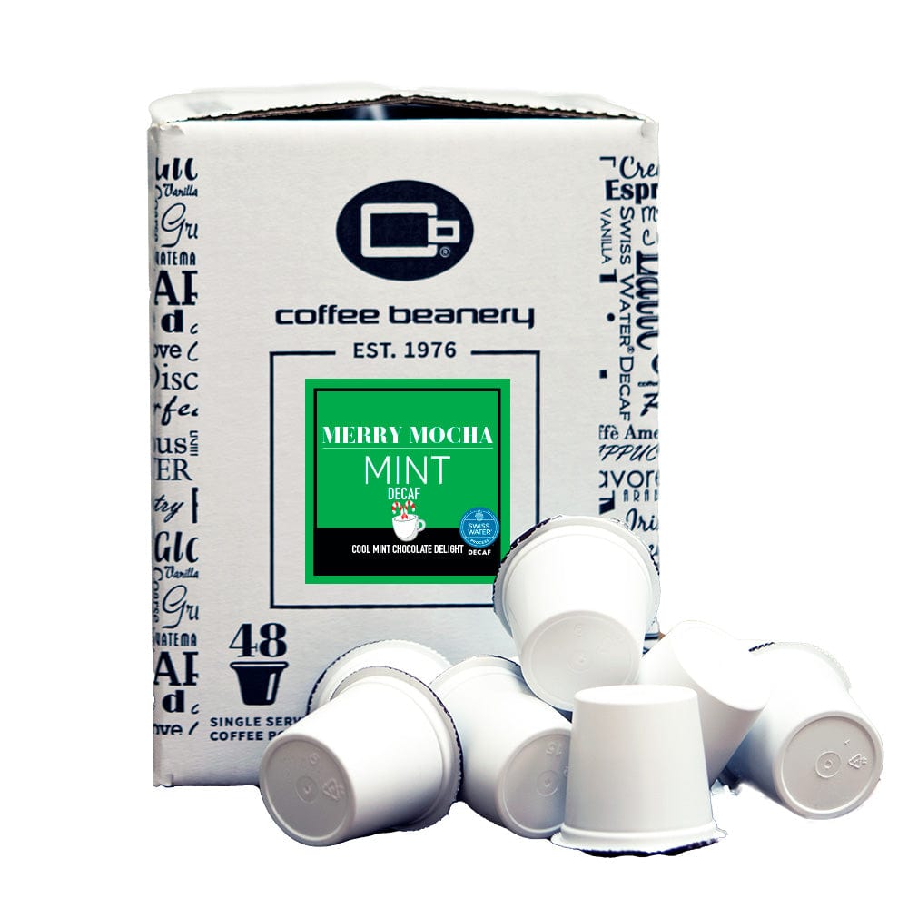 Coffee Beanery Flavored Coffee Decaf / 48ct Bulk Pods / Automatic Drip Merry Mocha Mint Flavored Coffee | Early Access