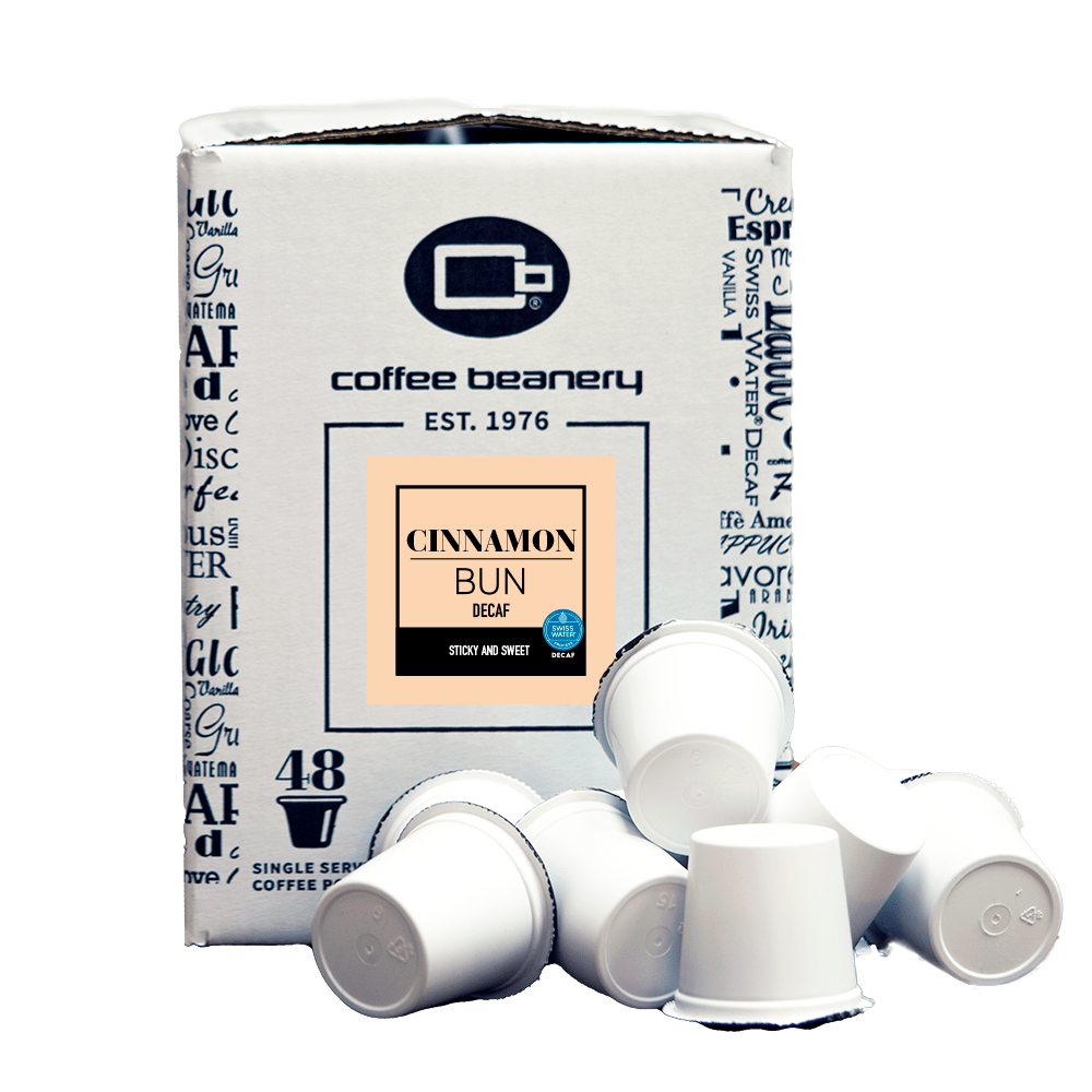Coffee Beanery Flavored Coffee Decaf / 48ct Bulk Pods Cinnamon Bun Flavored Coffee Pods