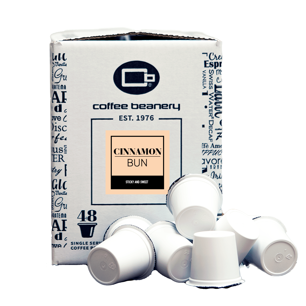 Coffee Beanery Flavored Coffee Regular / 48ct Bulk Pods Cinnamon Bun Flavored Coffee Pods