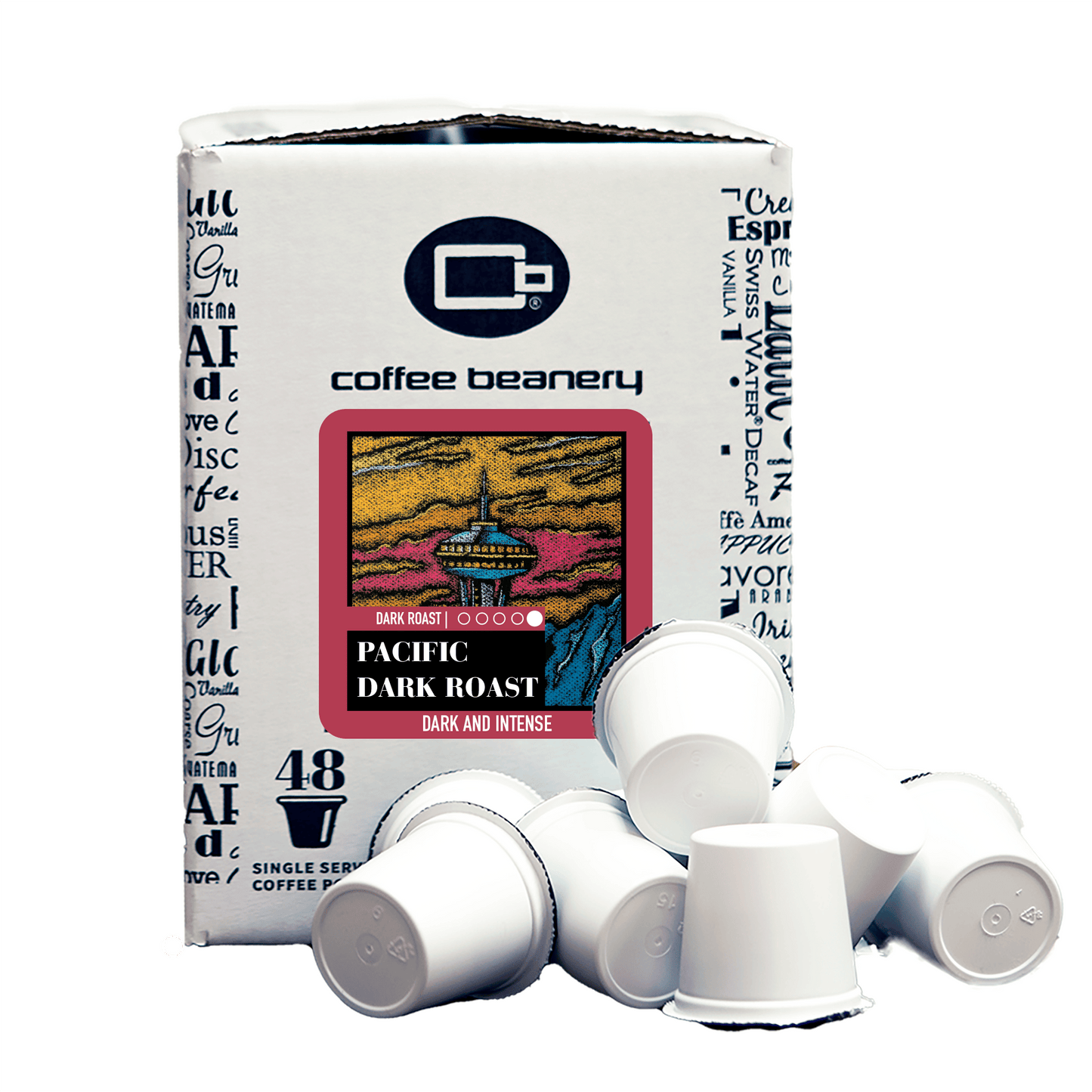 Free Standard Shipping* Specialty Coffee Pods 48ct Bulk Pods Pacific Dark Roast Specialty Coffee Pods | Bulk