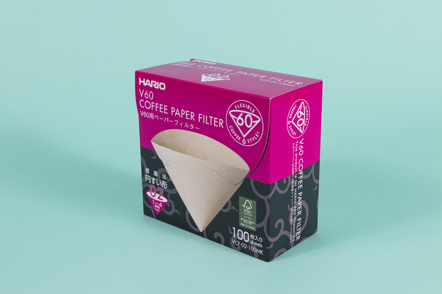 Hario USA Coffee Filters Natural Brown / 100ct (Boxed, Untabbed) / 02 V60 Paper Filter for 02 Size Dripper