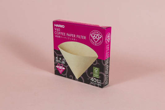 Hario USA Coffee Filters Natural Brown / 40ct (Untabbed) / 03 V60 Paper Filter for 03 Size Dripper