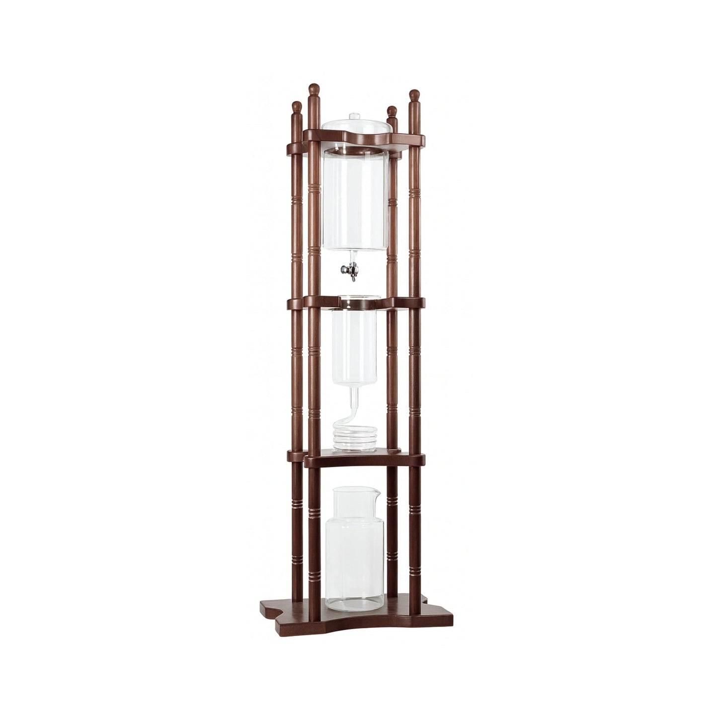Nispira Coffee Maker Brown Nispira Cold Brew Drip Tower Iced Coffee Maker Glass Wooden Stand 25 Cups