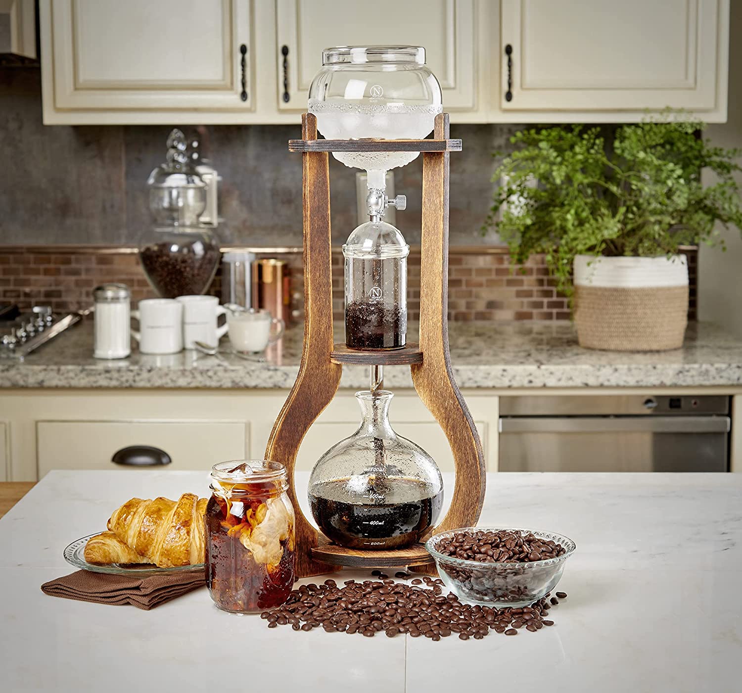 Nispira Coffee Nispira Retro Ice Cold Brew Dripping Coffee Maker Tower, 600ml in Wooden (BD-7)