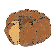 Illustration of a coffee cake on a white background
