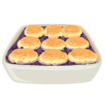 Biscuits in a white tray on a white background