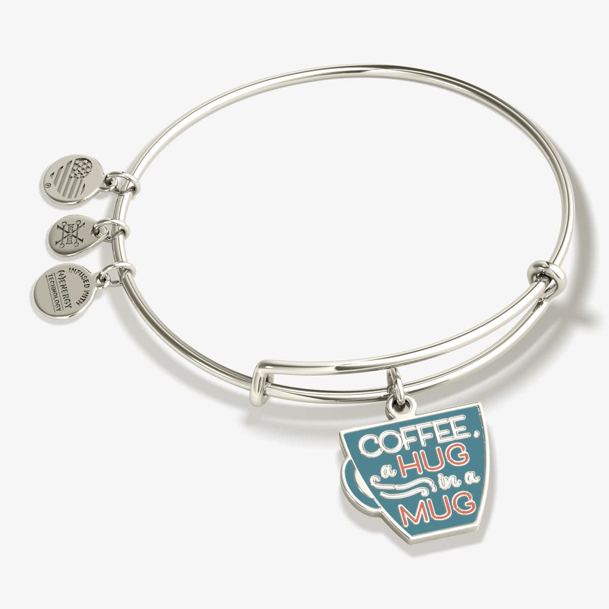 ALEX AND ANI Bracelets Shiny Silver 'A Hug In A Mug' Coffee Charm Bangle