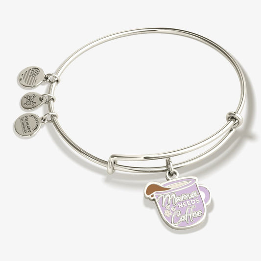 ALEX AND ANI Bracelets Shiny Silver 'Mama Needs Coffee' Charm Bangle Bracelet