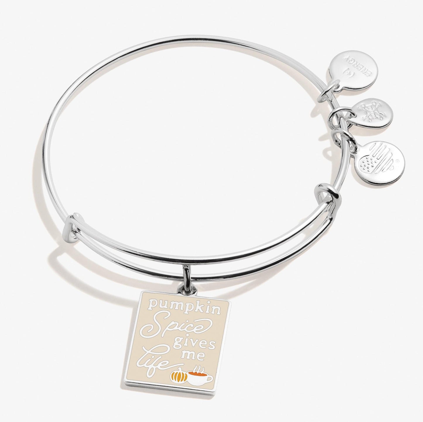 ALEX AND ANI Bracelets Shiny Silver 'Pumpkin Spice Gives Me Life' Charm Bangle Bracelet