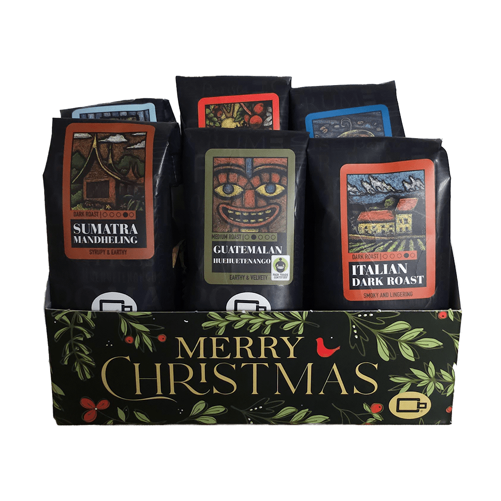 Coffee Beanery Coffee Gift Baskets Merry Christmas Right Roast Sampler Gift Basket