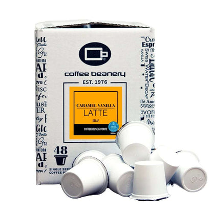 Coffee Beanery Coffee Pods Decaf / 48ct Bulk Pods Caramel Vanilla Latte Flavored Coffee Pods
