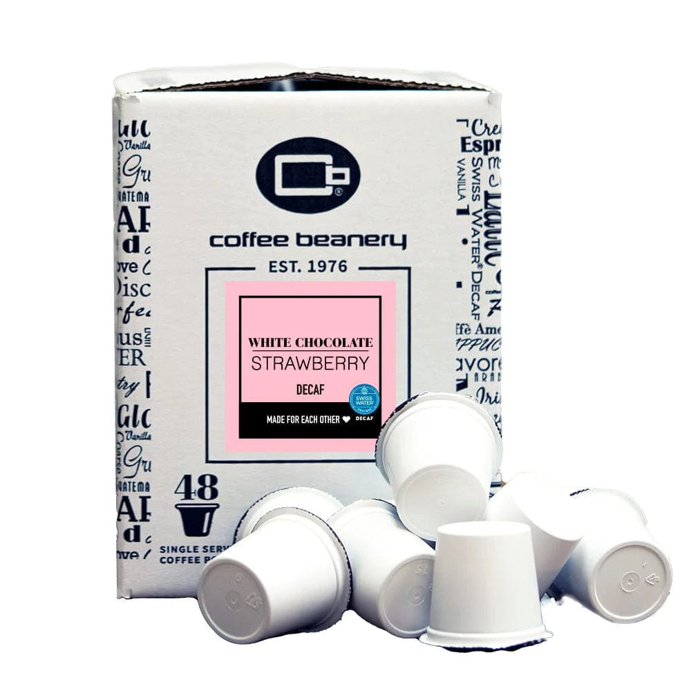 Coffee Beanery Coffee Pods Decaf / 48ct Bulk Pods White Chocolate Strawberry Flavored Coffee Pods