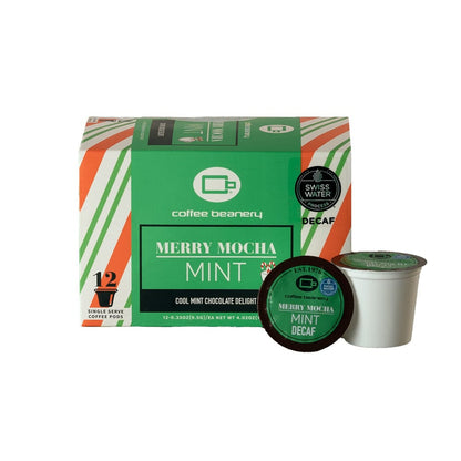 Coffee Beanery Decaf Coffee Pods 12ct Pods Merry Mocha Mint Flavored Decaf Coffee Pods