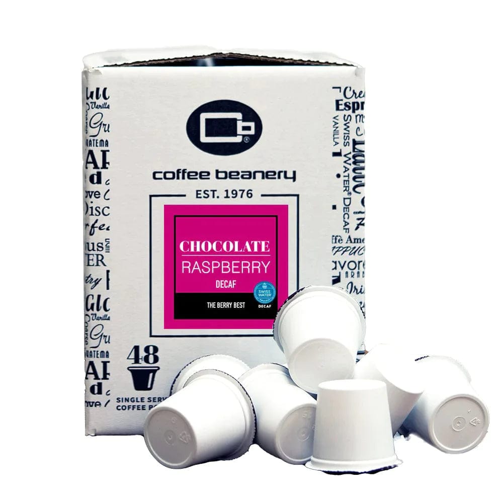 Coffee Beanery Decaf Coffee Pods 48ct Bulk Pods Chocolate Raspberry Flavored Decaf Coffee Pods