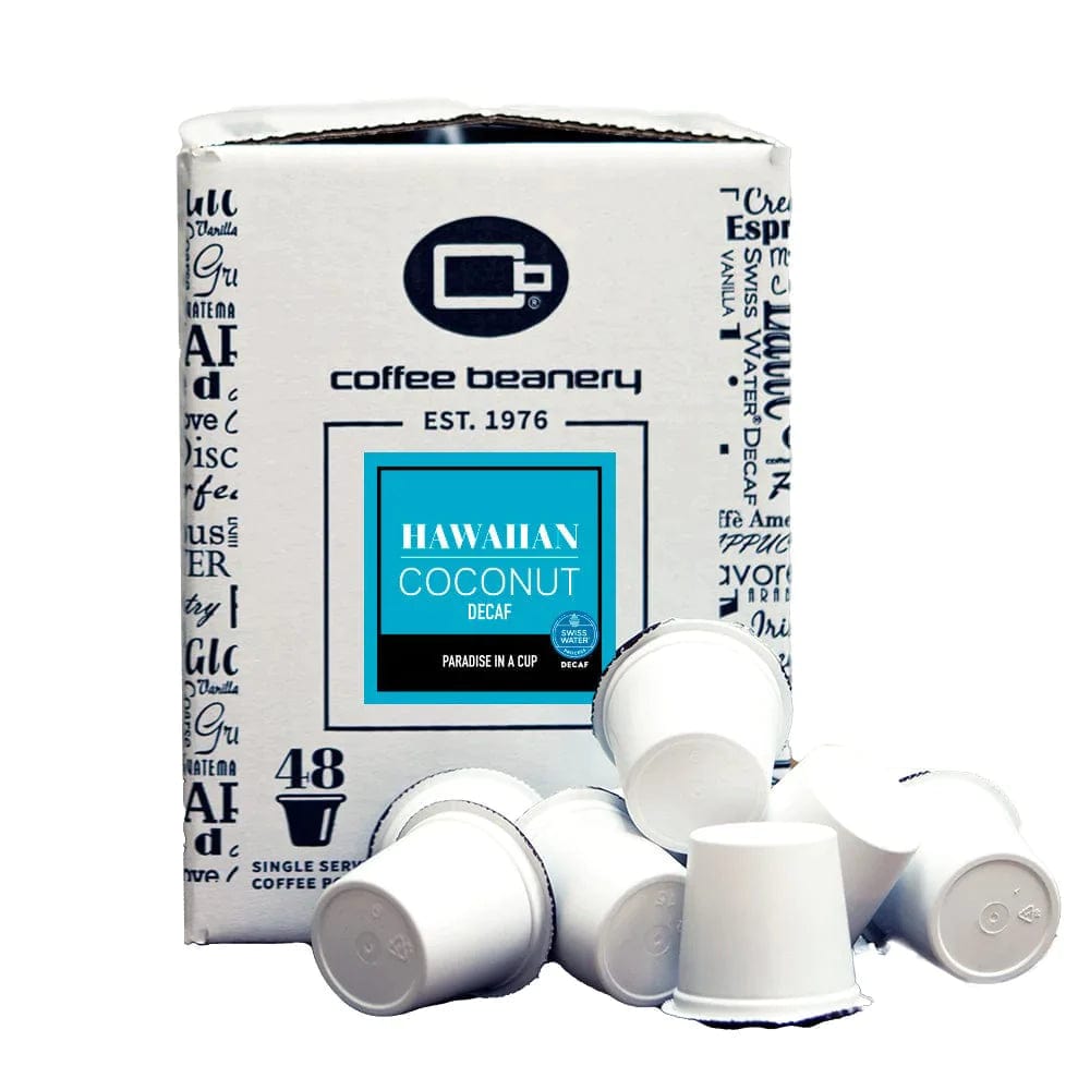 Coffee Beanery Decaf Coffee Pods 48ct Bulk Pods Hawaiian Coconut Flavored Decaf Coffee Pods