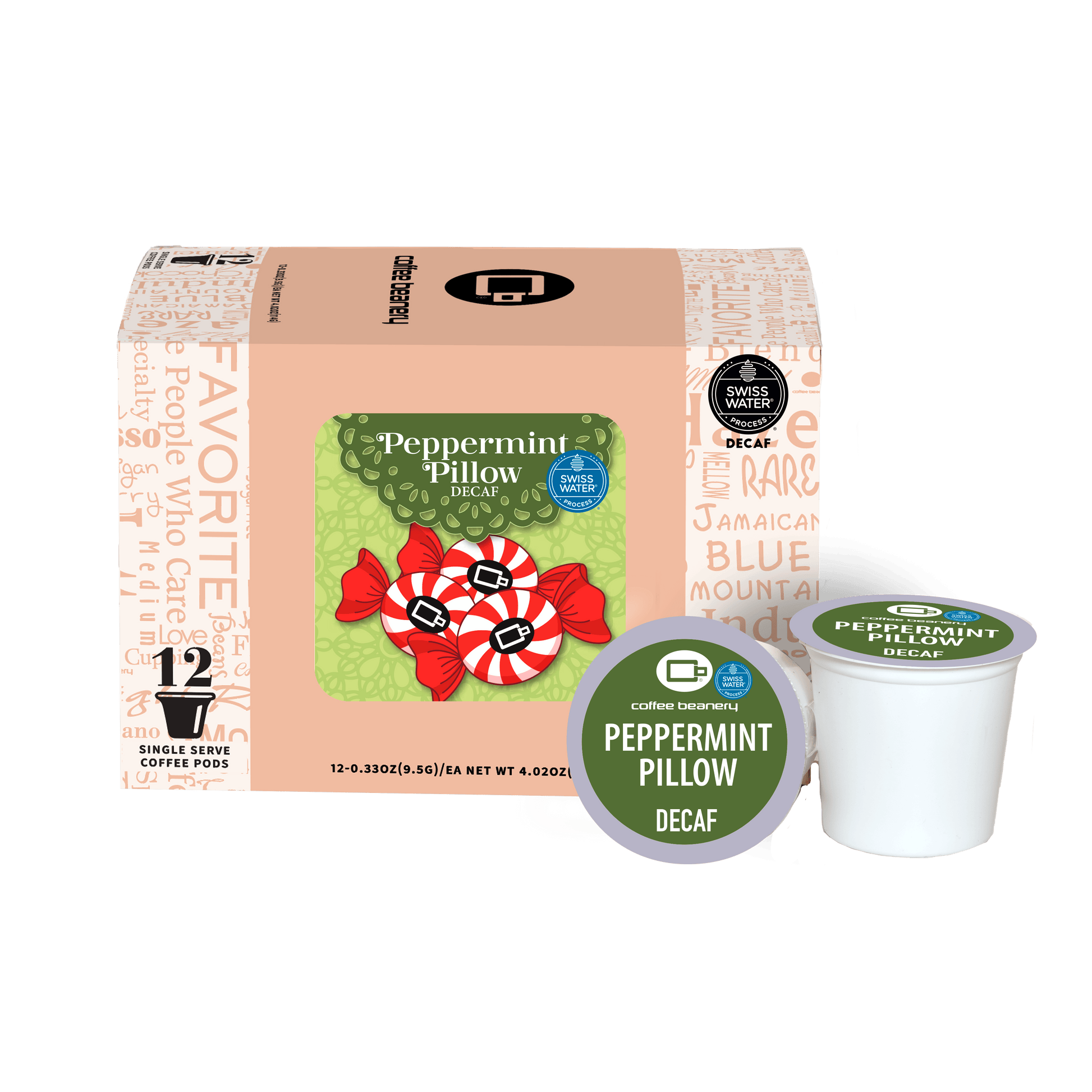 Coffee Beanery Exclusive 12ct Pods / Decaf / Automatic Drip Peppermint Pillow Flavored Coffee | August 2026