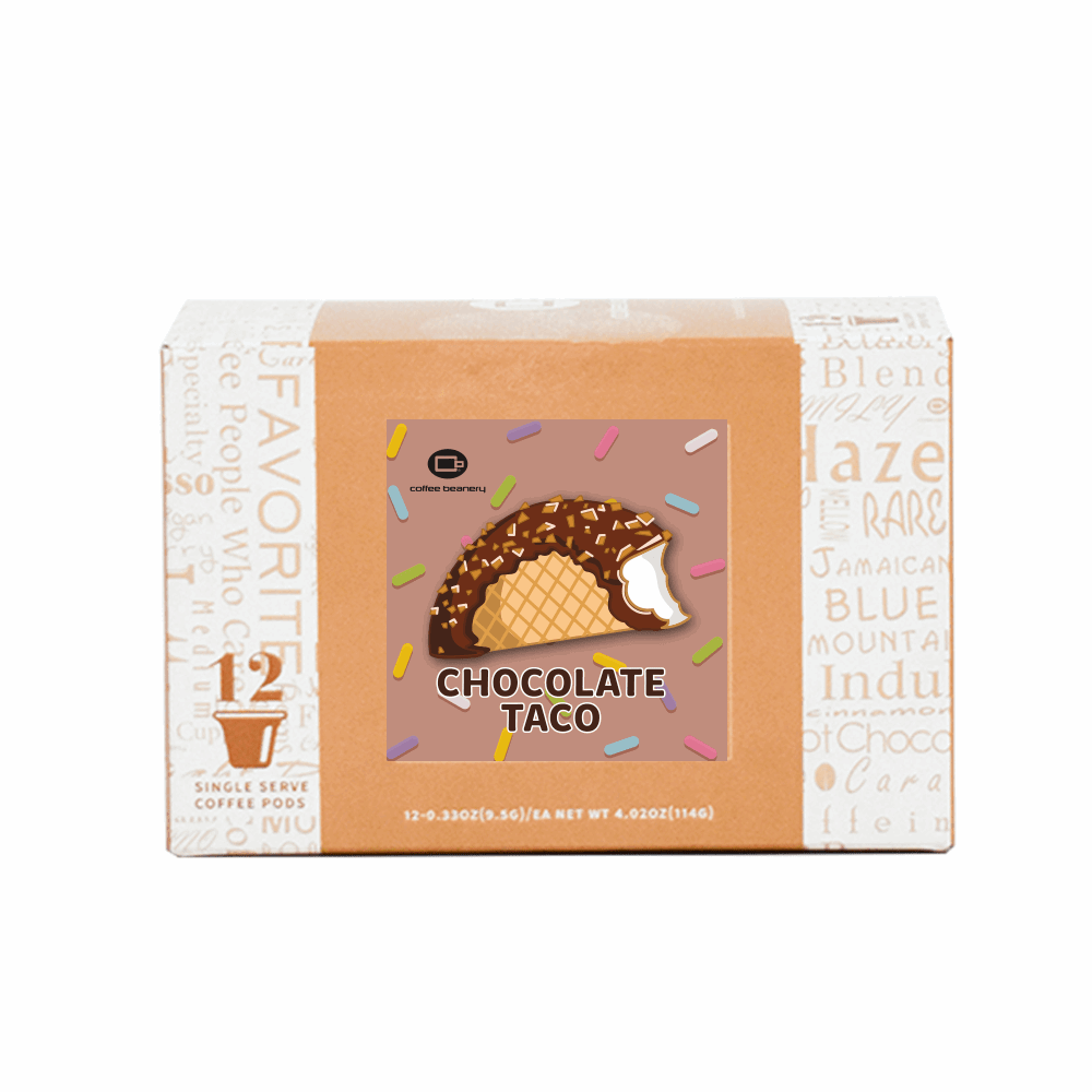 Coffee Beanery Exclusive 12ct Pods / Regular / Automatic Drip Chocolate Taco Flavored Coffee | July 2023