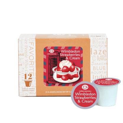 Coffee Beanery Exclusive 12ct Pods / Regular / Automatic Drip Wimbledon Strawberries and Cream Flavored Coffee | July 2025