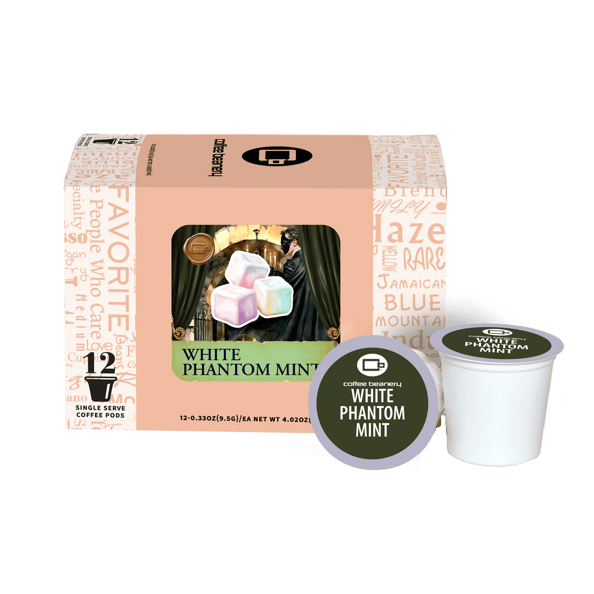 White Phantom Mint Flavored Coffee Pods (October 2026) from Coffee Beanery, regular