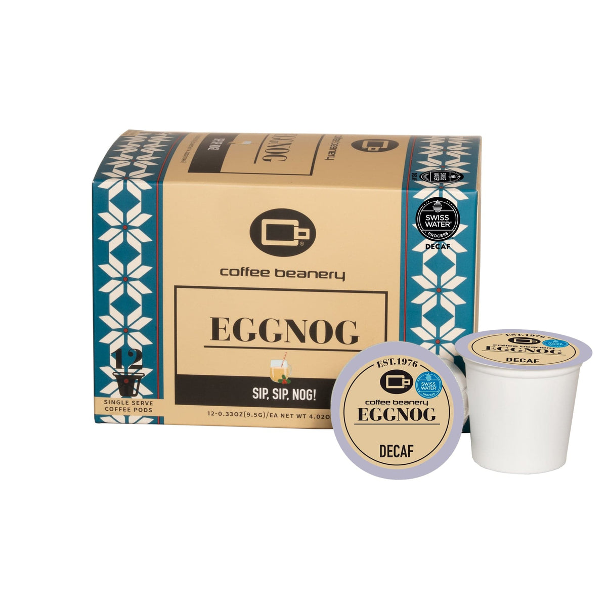 Coffee Beanery Flavored Coffee Decaf / 12ct Pods Eggnog Flavored Coffee Pods