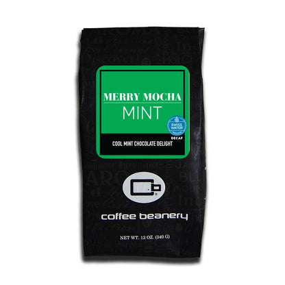Coffee Beanery Flavored Coffee Decaf / 12oz / Whole Bean Merry Mocha Mint Flavored Coffee