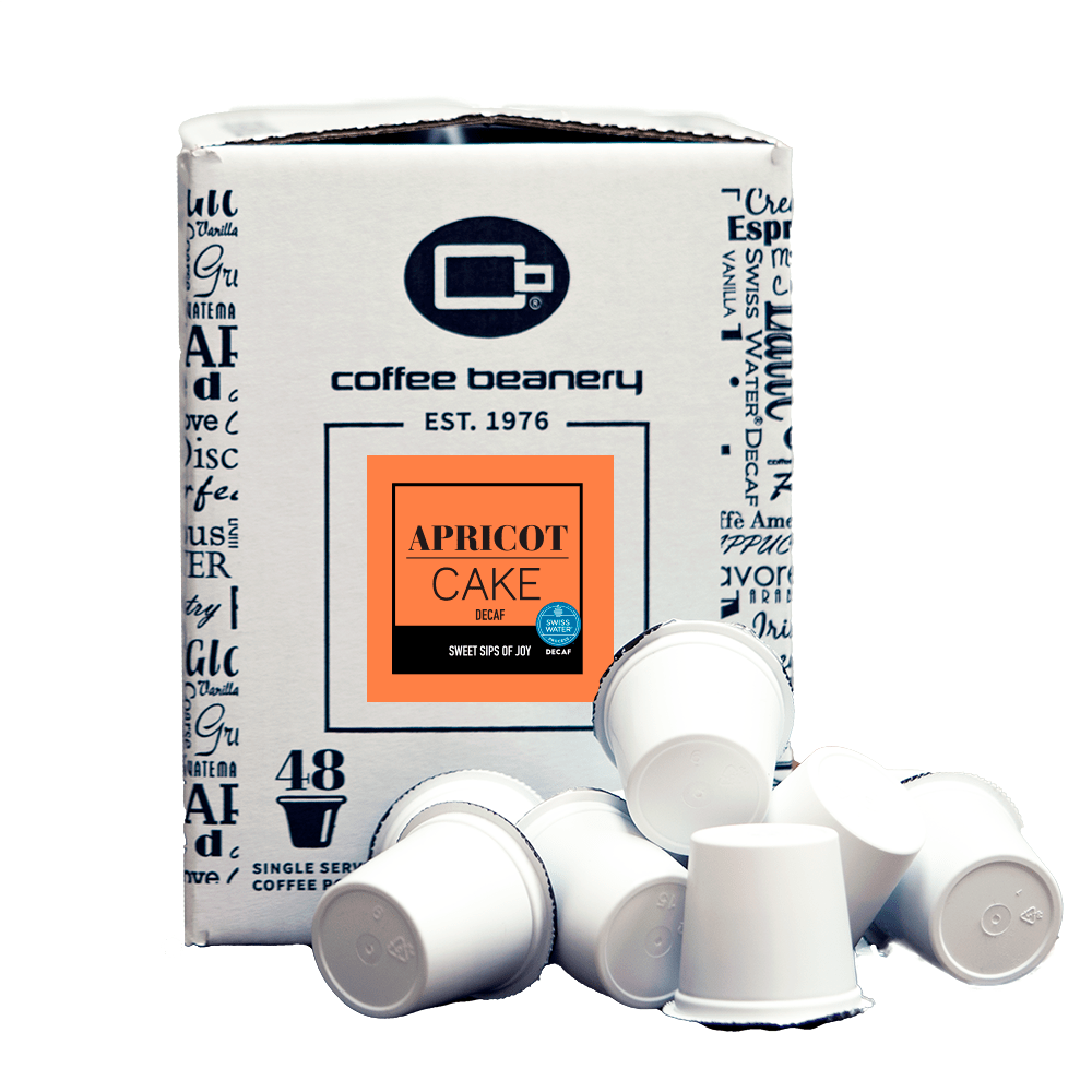 Coffee Beanery Flavored Coffee Decaf / 48ct Bulk Pods / Automatic Drip Apricot Cake Flavored Coffee