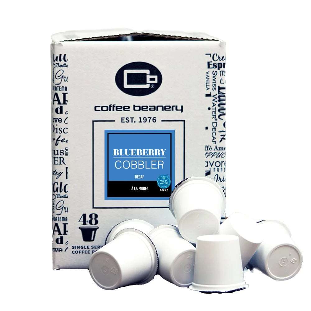 Coffee Beanery Flavored Coffee Decaf / 48ct Bulk Pods / Automatic Drip Blueberry Cobbler Flavored Coffee