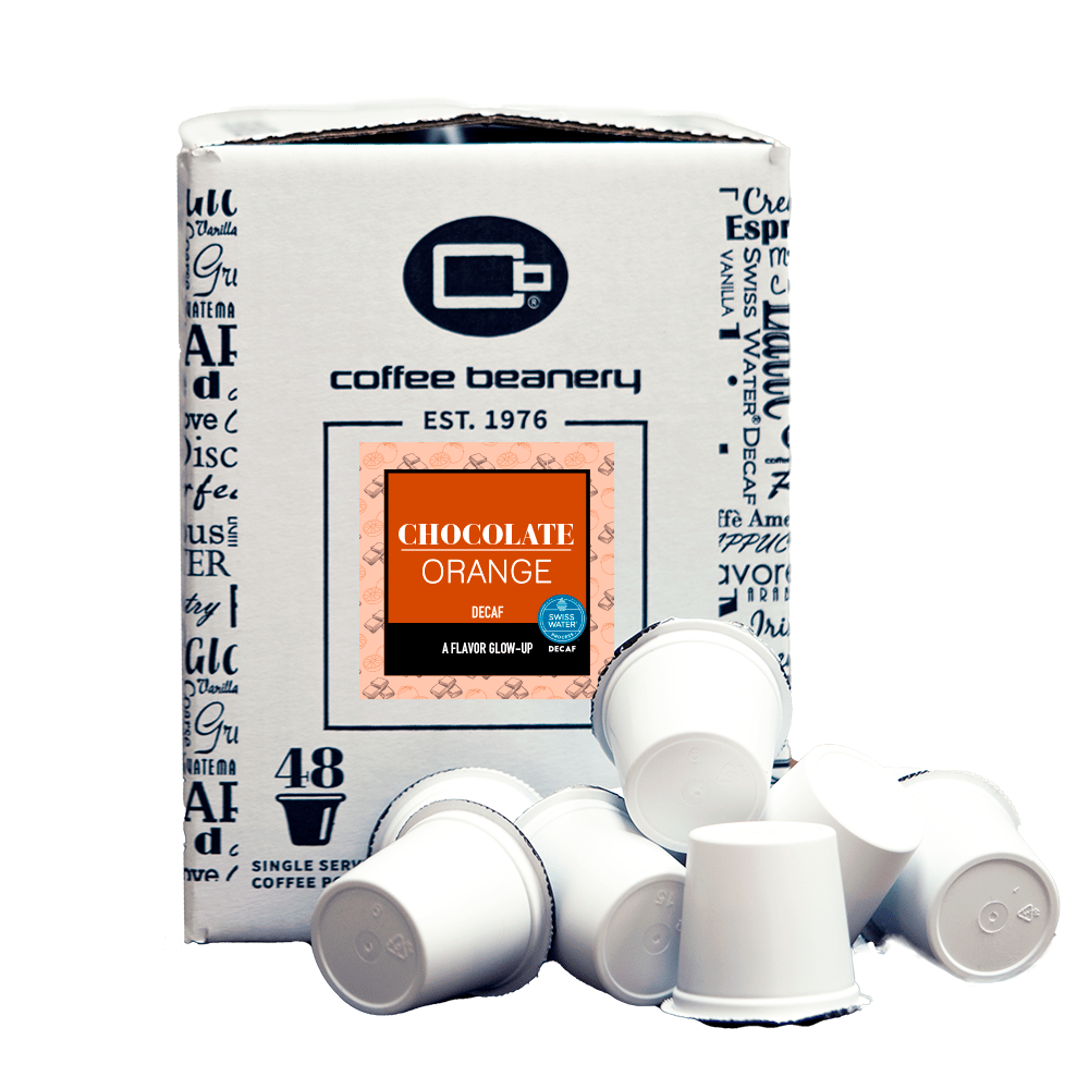 Coffee Beanery Flavored Coffee Decaf / 48ct Bulk Pods / Automatic Drip Chocolate Orange Flavored Coffee