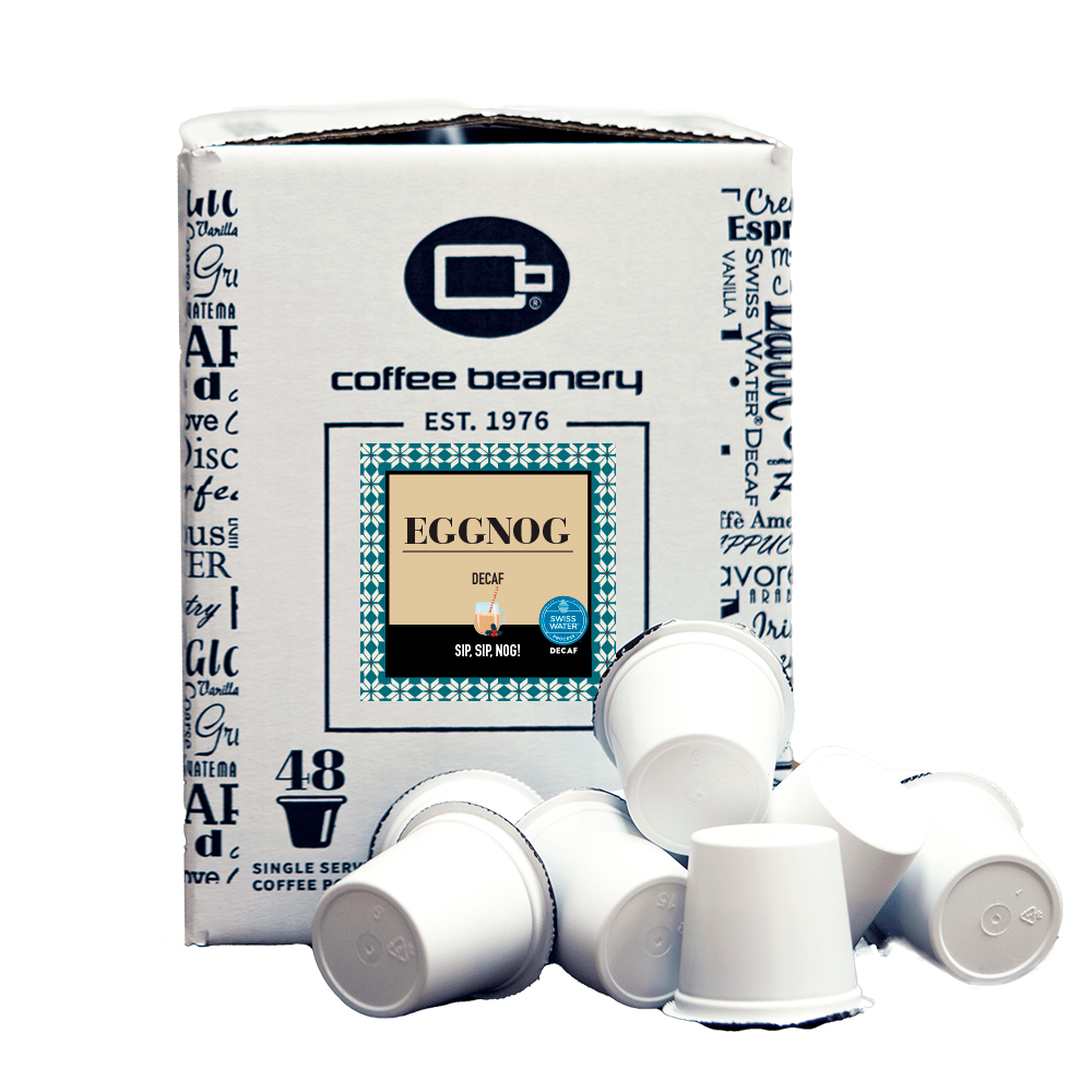 Coffee Beanery Flavored Coffee Decaf / 48ct Bulk Pods / Automatic Drip Eggnog Flavored Coffee