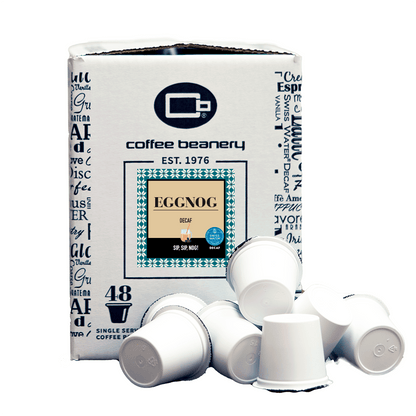 Coffee Beanery Flavored Coffee Decaf / 48ct Bulk Pods / Automatic Drip Eggnog Flavored Coffee