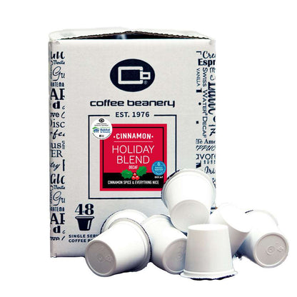 Coffee Beanery Flavored Coffee Decaf / 48ct Bulk Pods Cinnamon Holiday Blend Coffee Pods