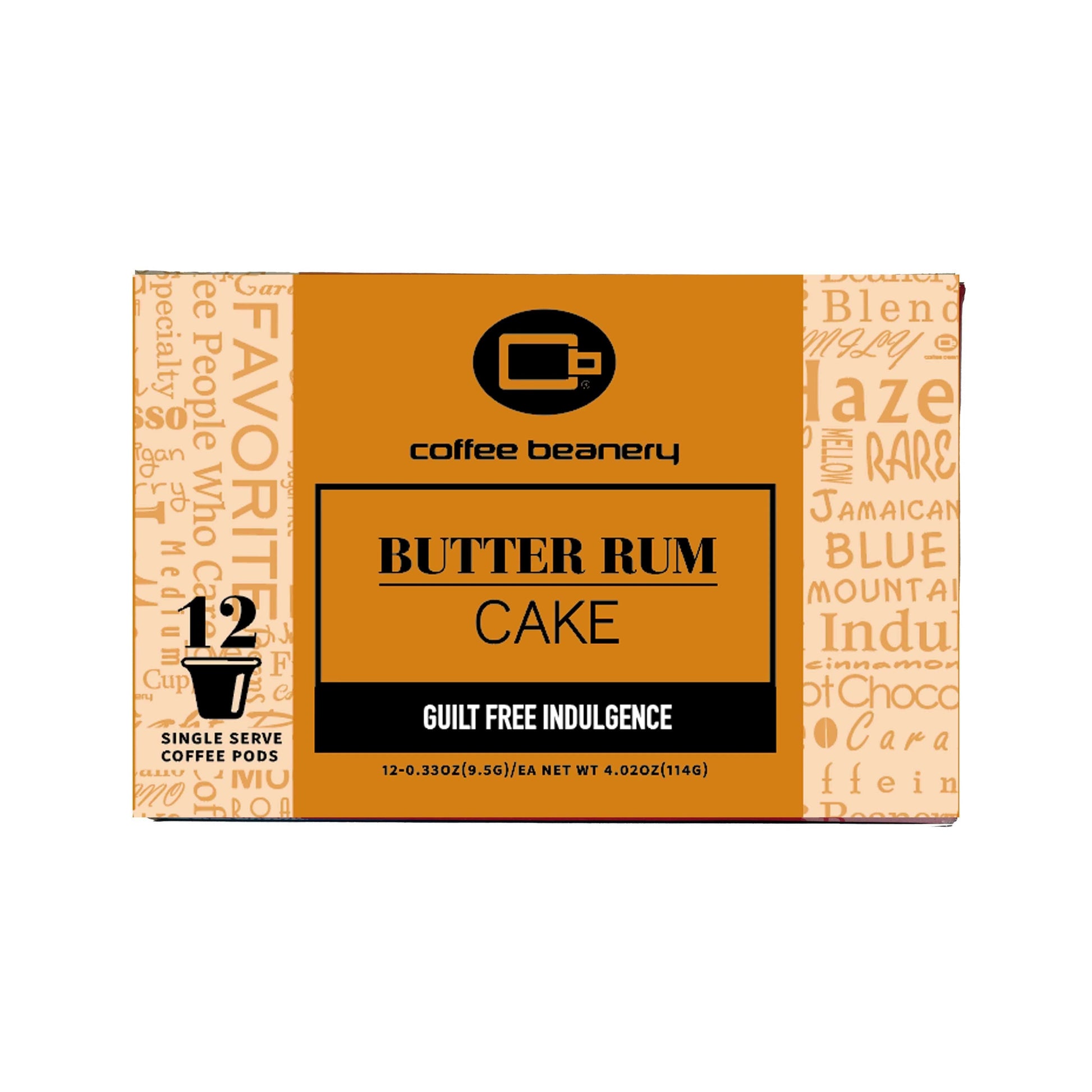 Coffee Beanery Flavored Coffee Regular / 12ct Pods / Automatic Drip Butter Rum Cake Flavored Coffee