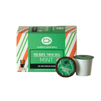 Coffee Beanery Flavored Coffee Regular / 12ct Pods / Automatic Drip Merry Mocha Mint Flavored Coffee