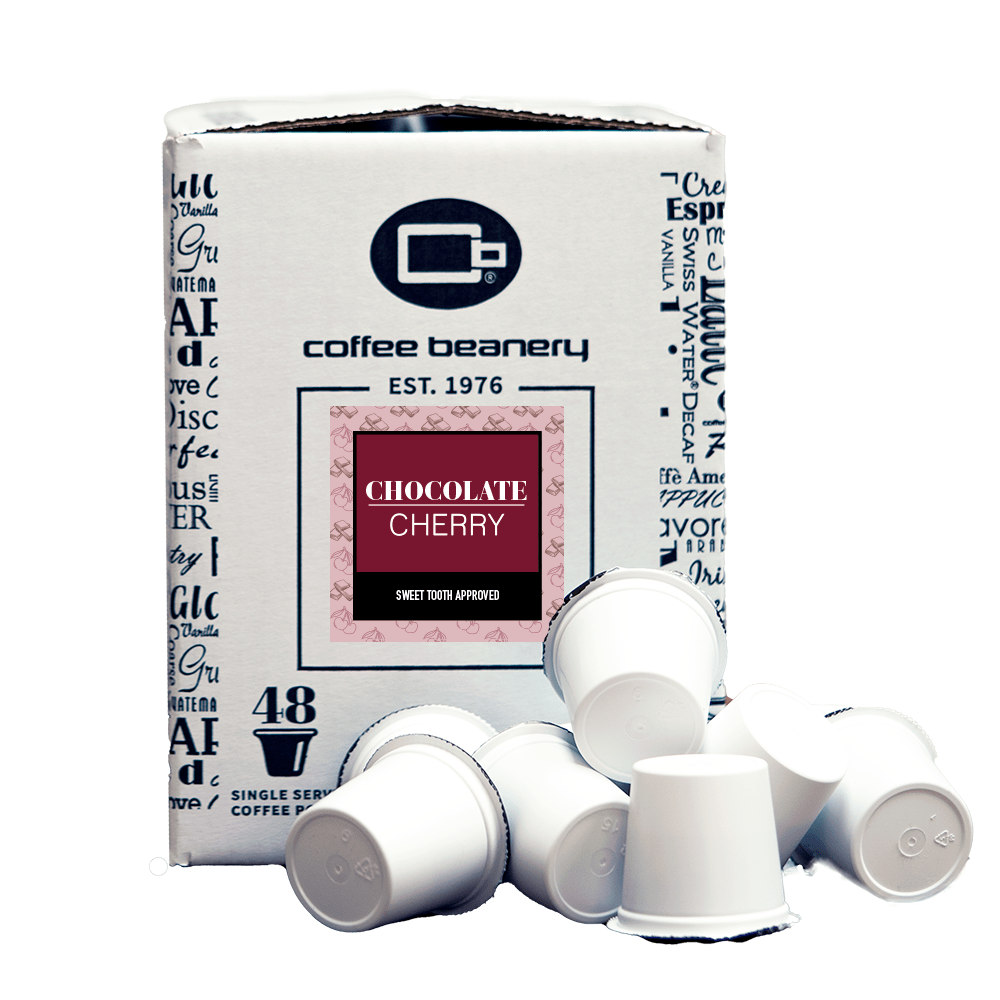 Coffee Beanery Flavored Coffee Regular / 48ct Bulk Pods / Automatic Drip Chocolate Cherry Flavored Coffee