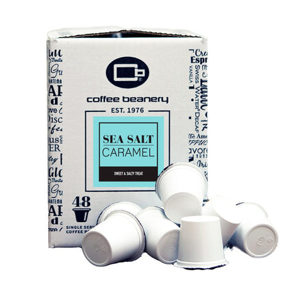 Coffee Beanery Flavored Coffee Regular / 48ct Bulk Pods / Automatic Drip Sea Salt Caramel Flavored Coffee
