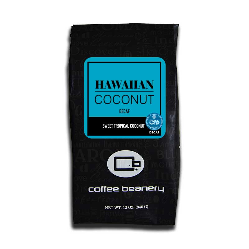 Coffee Beanery Flavored Decaf Coffee 12oz / Automatic Drip Hawaiian Coconut Flavored Swiss Water Process Decaf Coffee