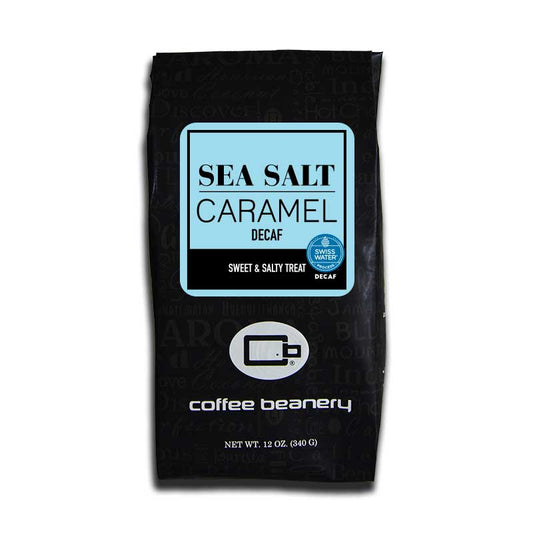 Coffee Beanery Flavored Decaf Coffee 12oz / Automatic Drip Sea Salt Caramel Flavored Swiss Water Process Decaf Coffee