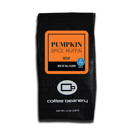 Coffee Beanery Flavored Decaf Coffee 12oz / Whole Bean Pumpkin Spice Muffin Flavored SWP Decaf Coffee