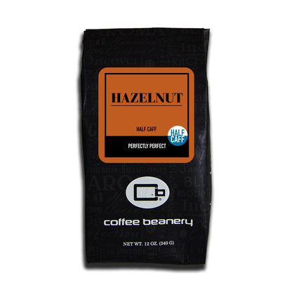 Coffee Beanery Flavored Decaf Coffee Half Caff / 12oz / Automatic Drip Hazelnut Flavored Swiss Water Process Decaf Coffee