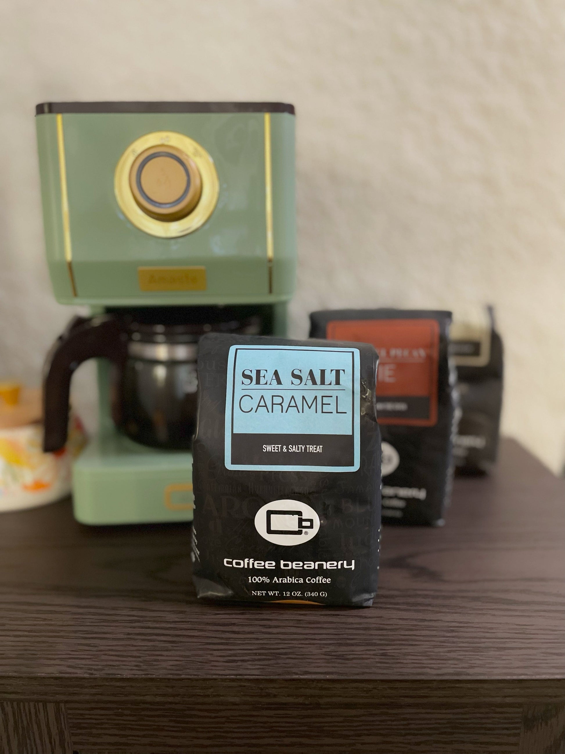 Coffee Beanery Flavored Decaf Coffee Sea Salt Caramel Flavored Swiss Water Process Decaf Coffee