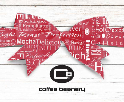 Coffee Beanery Rustic Wood with Red Bow Gift Message