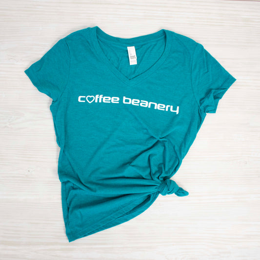 Coffee Beanery Shirts V-Neck / S / Teal Coffee Beanery Love T-Shirts